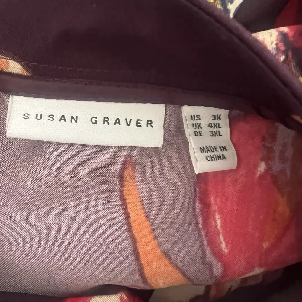 Susan Graver Watercolor Artist Style Zip Up Jacket NWOT Size 3X